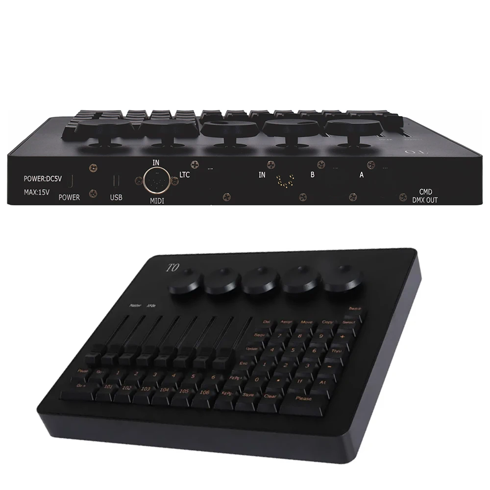 Mini T0 Command Wing DMX Konsole DJ Lighting Controller RGB Light Strip Fader mit 5 Encodern für MA2 Software Stage Light Show