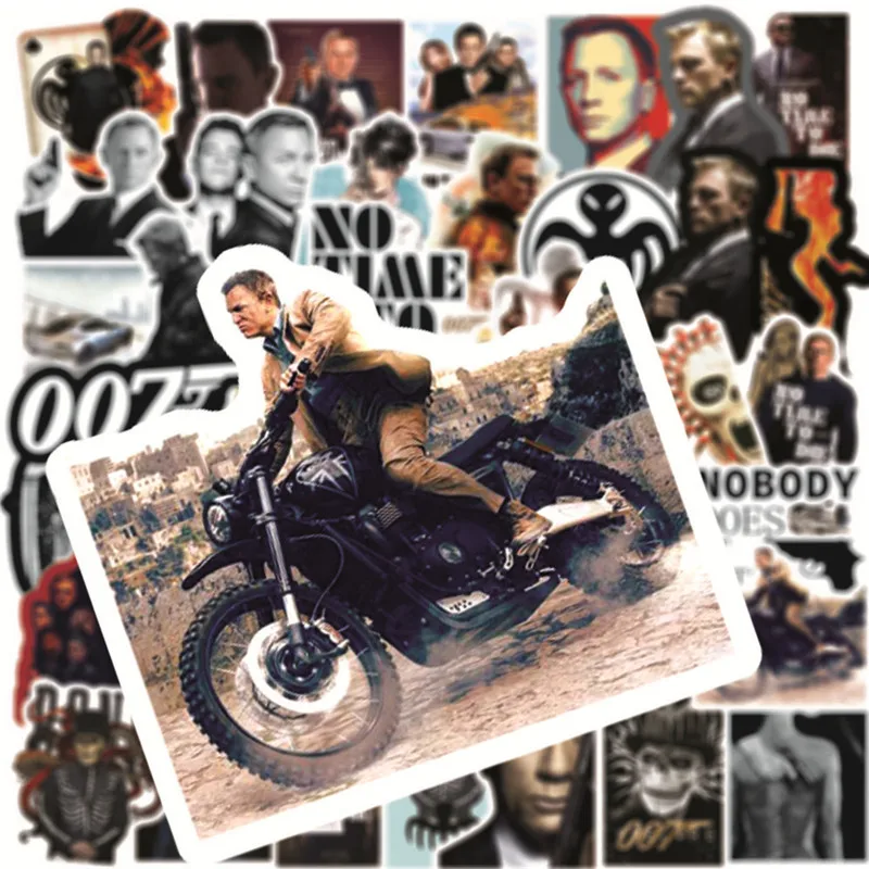 50Pcs 007 Series Movie Decorative Bond Stickers Funny Cartoon Decals For Laptop Luggage Skateboard Motorcycle Phone Waterproof