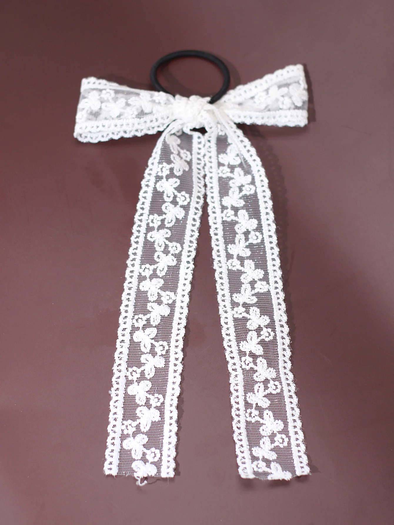 Wit Kant Zoete Strik Knoop Lint Borduren Haarboog Scrunchies Voor Vrouwen Meisjes Elastische Haarband Vrouwelijke Haaraccessoires