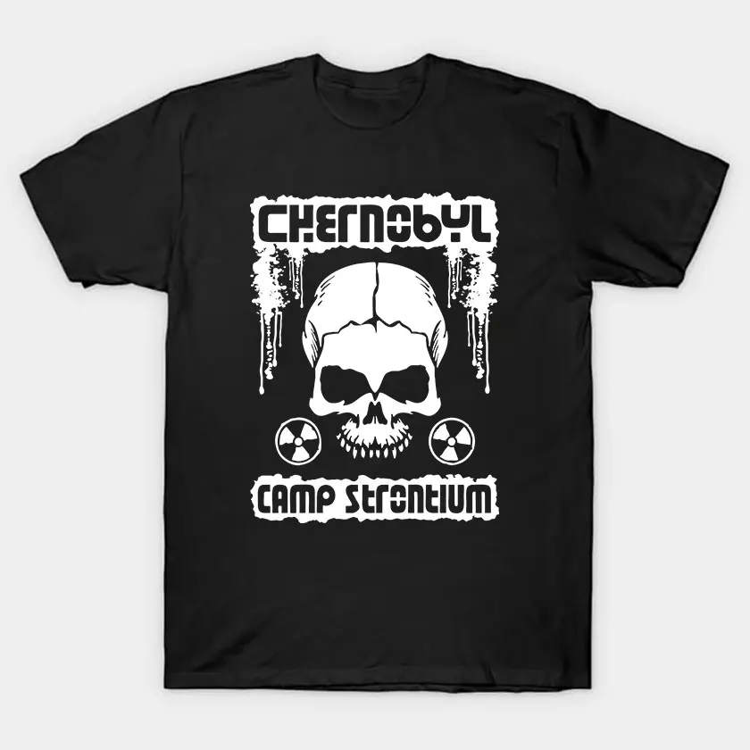 

Video game Stalker Game Shadow of Chernobyl Strontium Skull radiation symbol anti nuclear printed t shirt 100% plus size t shirt