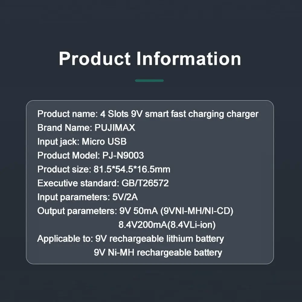 Adaptateur de station de charge rapide à 2 emplacements, chargeur de batterie Intelligent pour Batteries rechargeables au Lithium 9V 6F22 Ni-MH/ni-cd/Li-ion