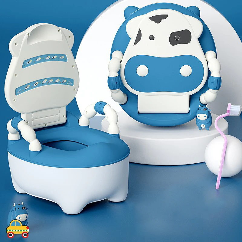 Children\'s Toilet Baby Potty Urinal Cartoon Cows Design Portable Toilet Seat with Cover Toddler Kids Potty Training Seat