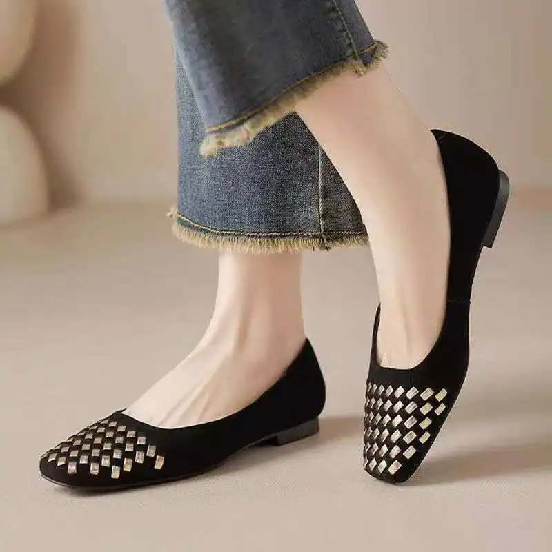 

2026 Spring Style Square-Toe Women's Soft Inner-Lined Comfortable Flat Lightweight Light-Feeling Single-Heel Shoes