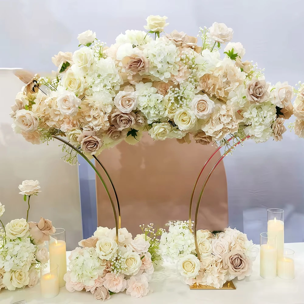 5/10 Stück Goldene Metall-Blumenständer, Elegantes Tisch-Centerpiece für Hochzeitsfeier im Freien – Detail 4