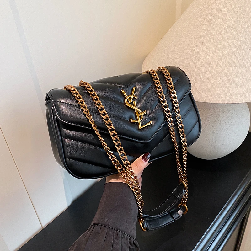 Классическая дизайнерская сумка через плечо из искусственной кожи с ремешком-цепочкой, модная женская сумка через плечо на молнии, повседневная дорожная женская сумка