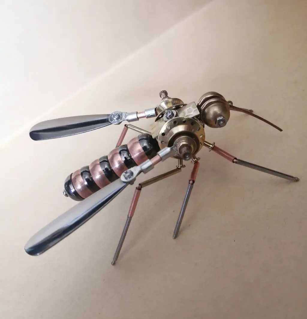 3D Punk Wind Mechanical Insect Full Metal Mosquito Shaped Bionic Scout Mecha Scary Bugs from Cybertron - Finished Product