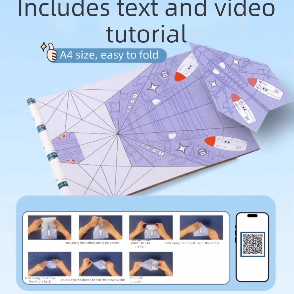 

Бумажный самолет ручной работы, оригами Монтессори, складной самолет, набор оригами, художественное обучение, мультяшный универсальный бумажный самолет