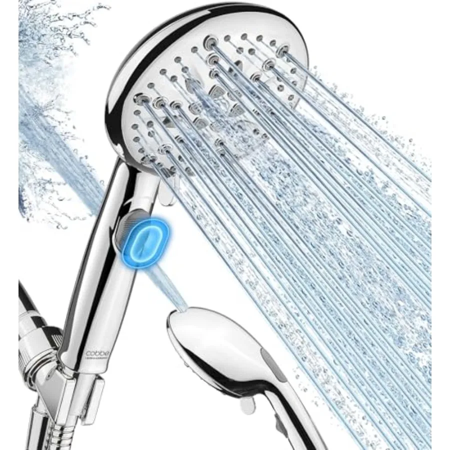 

9-Function Shower Head with Built-in Power Spray, 1.8 GPM Water Saving ON/OFF Toggle Switch, High Pressure Handheld Showerhead