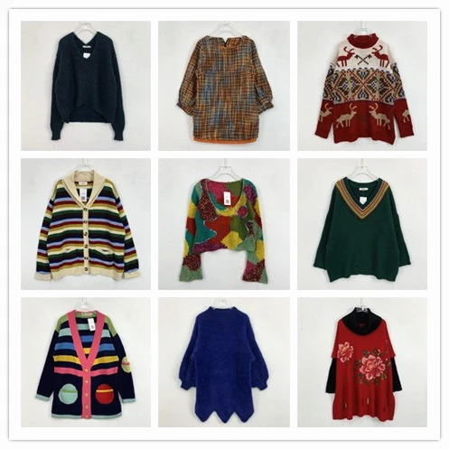 

Vintage College Sle Loose Fit ex Woolen Sweater Cartoon Print Warmth Heating Mixed Fabric V Ne Long Sve Knitwear