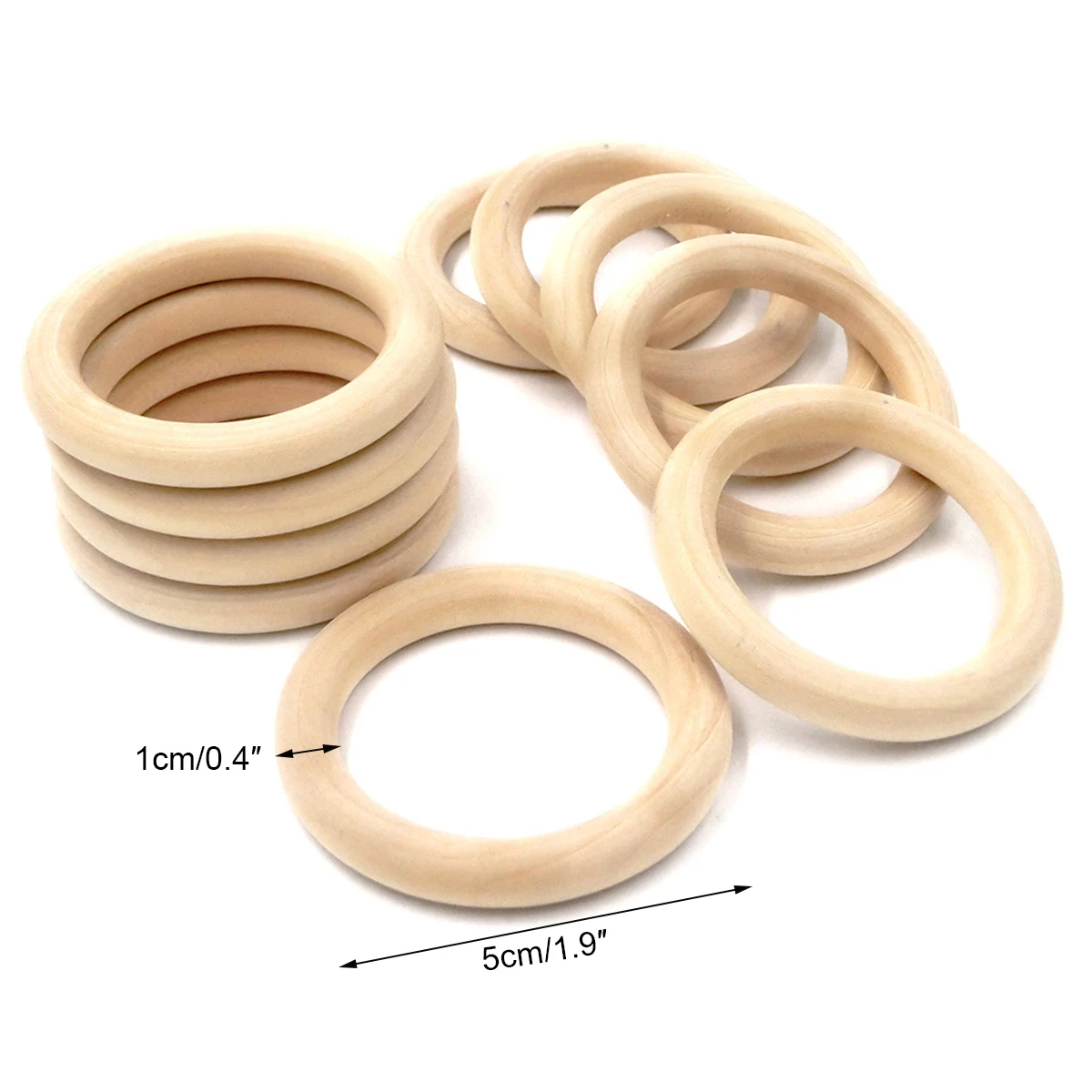 10 Pc Solid Natural Wooden Teething Ring Wood Lead-Free Beads For Ornaments Connectors Jewelry Making Macrame DIY Wood Hoop