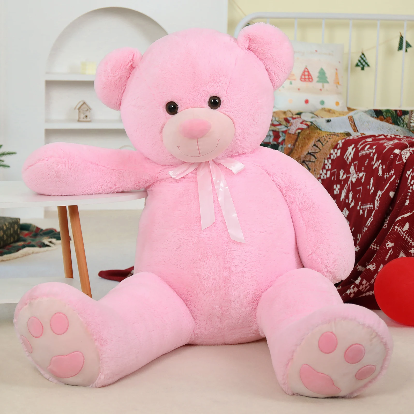 Boneka Beruang Raksasa Tezituor Tinggi 5 Kaki - Boneka Hewan Ukuran Asli Warna Pink 59 inci - Boneka Plush Besar dan Lembut dengan Jejak Kaki - Hadiah Valentine