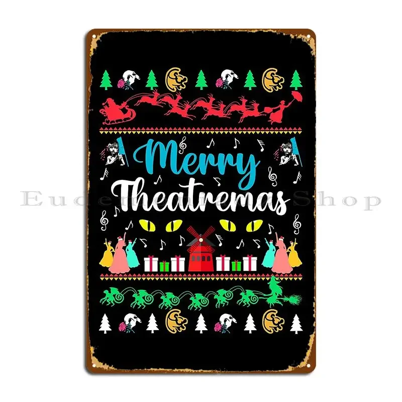 Broadway Ugly Christmas Sweater Theatre Gift Metal Signs Personalized Wall Mural Wall Decor Home Pub Tin Sign Poster