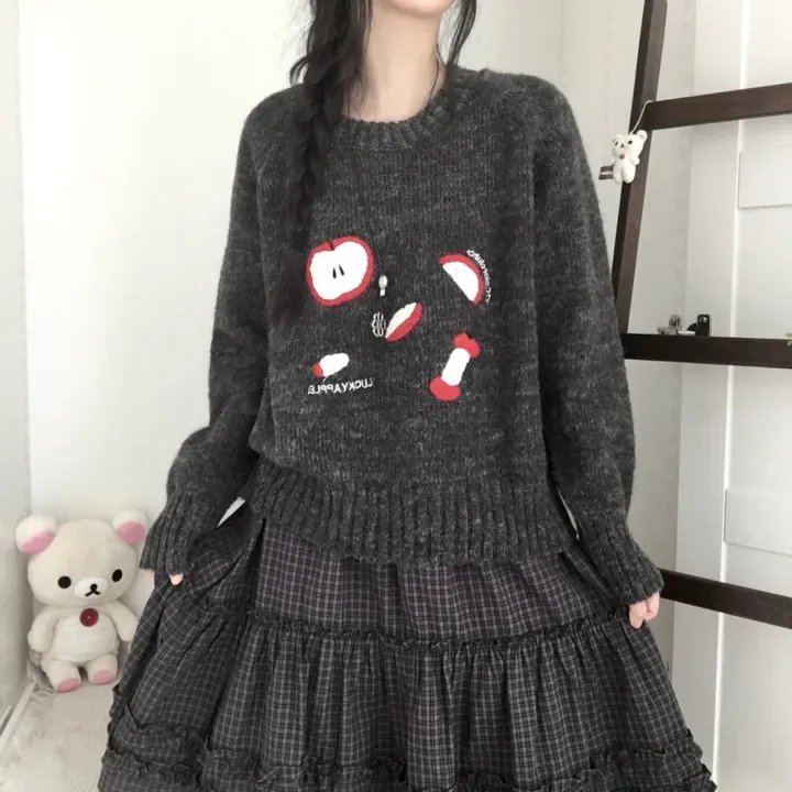 Maglione lavorato a maglia chic da donna vestibilità ampia sopra la testa modello morbido e accogliente autunno inverno pigro antietà divertente Sle Long Sve r...