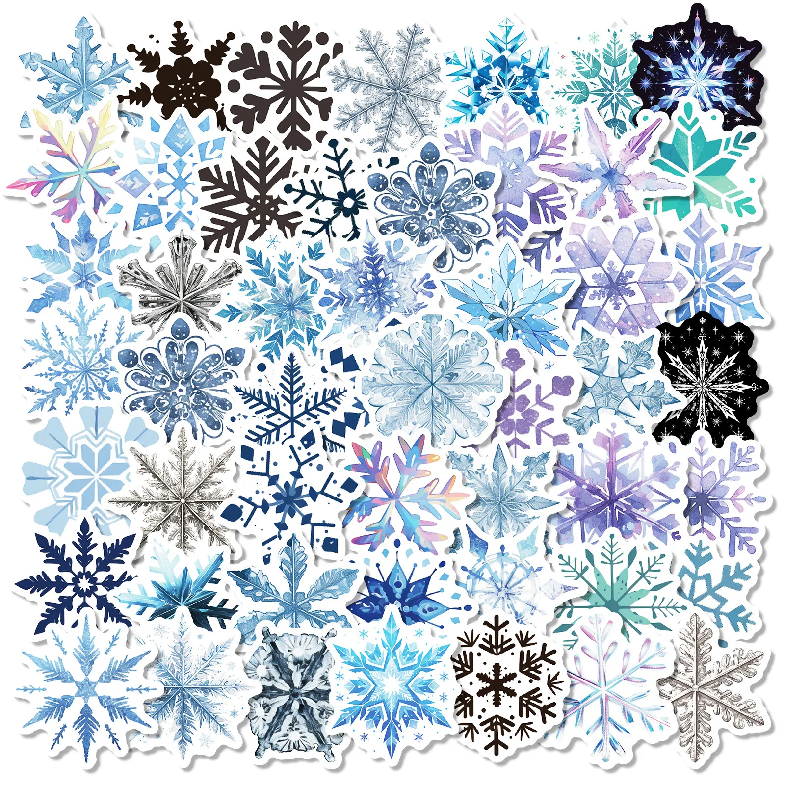 50pcs Colorful Snowflake Series Graffiti Stickers Suitable for Helmet Desktop Wall Decoration DIY Sticker Package Wholesale