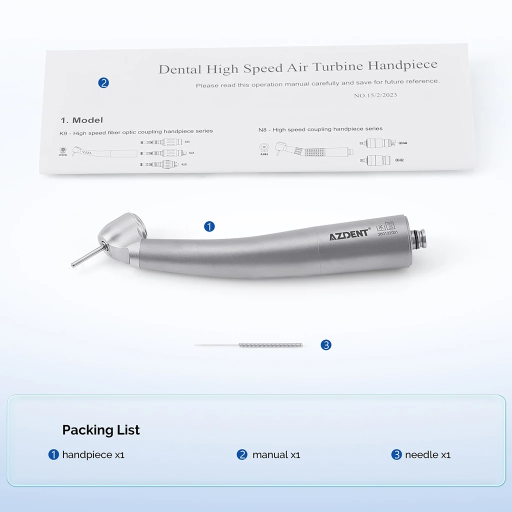 AZDENT Dental 45 ° Hochgeschwindigkeits-Handstück mit LED-Faseroptik aus Titan, passend für KAVO und NSK, mit Keramiklager und Druckknopf, Zahnmedizinisches Instrument – Detail 2