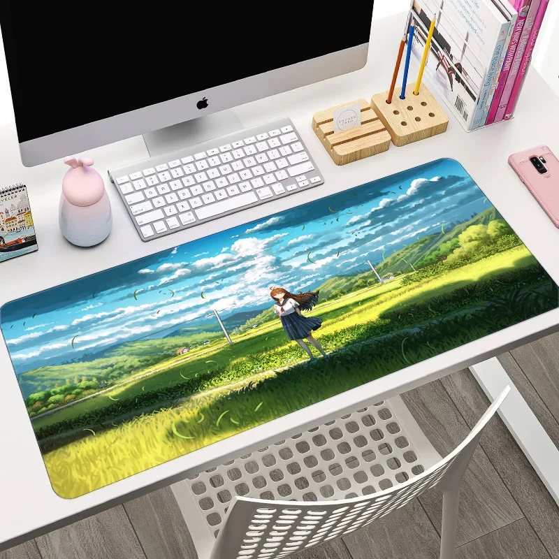 Anime Landscape Mouse Pad Large Computer Office Game Table Mat XXL Rubber Anti-slip Keyboard Mousepads Lock Edges Long Desk Pads