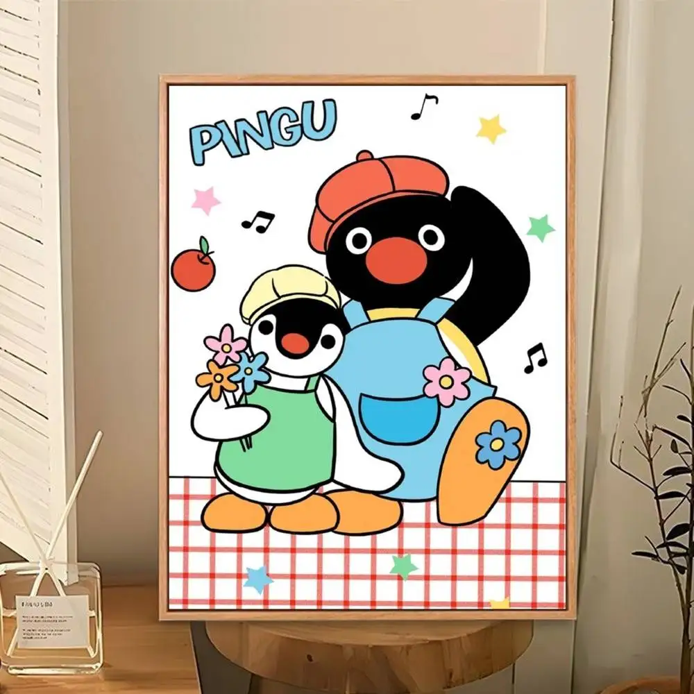 Cartoon Cute Pingu Penguin Poster Perfect Space Sticker Self Adhesive for Office Home Theater Wall