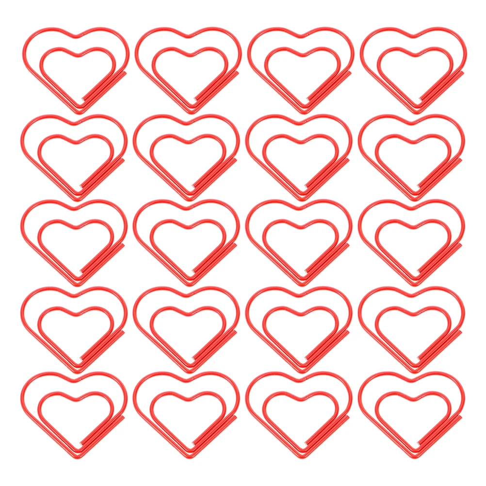 

80pcs Heart Shaped Paper Clips Cute Red Love Design Metal Office Supplies Compact Lightweight Fun Small