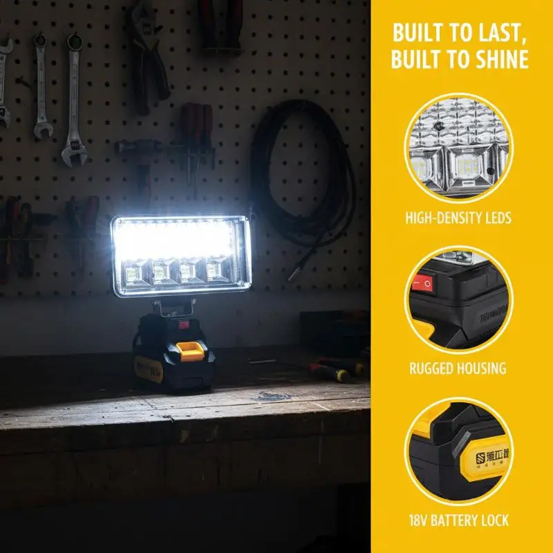 LED Work Light for  18V Li ion Battery 3 4 Inch Flood Lamp Rotatable Portable Lamp for Night Operations