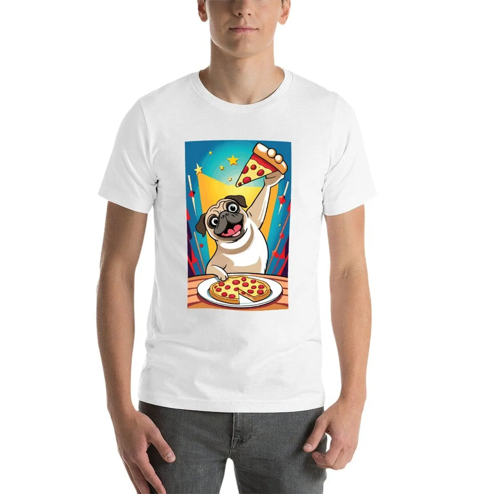 الصلصال الكلب يأكل البيتزا تي شيرت مضحك تي شيرت الظلام الفكاهة رجل جرافيك تي شيرت تي شيرت #4