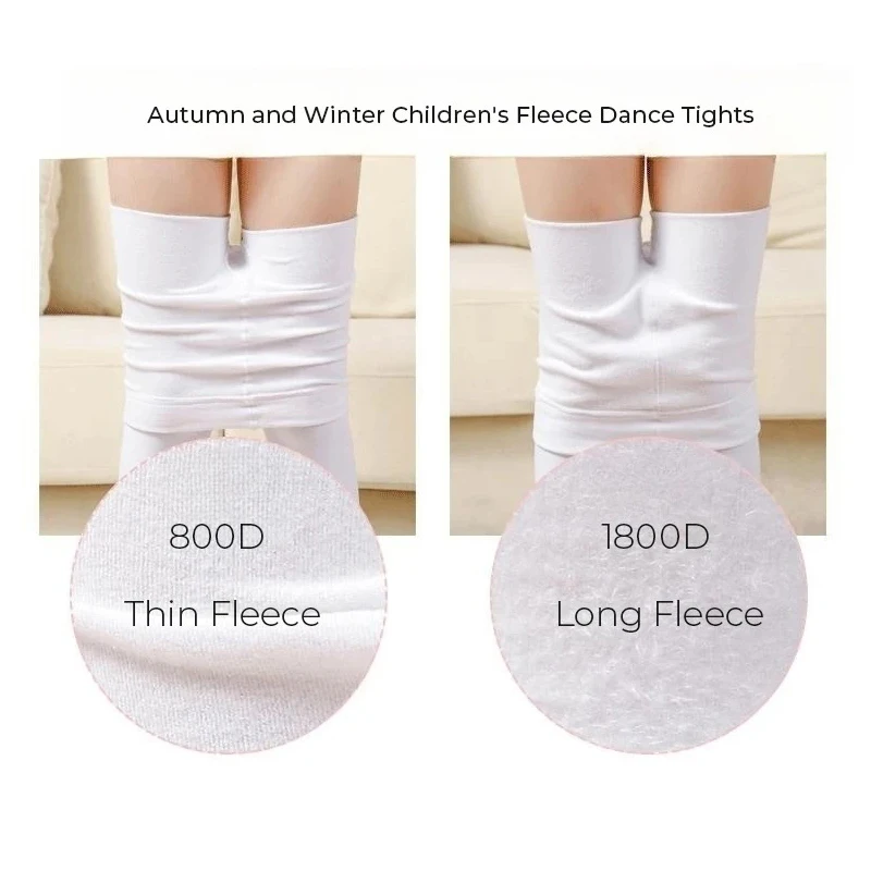 Autumn Winter Fleece Warm Dance White Tights Children's 800D 1800D Brushed Lined Pantyhose Girls 2-16 Years Thickened Leggings