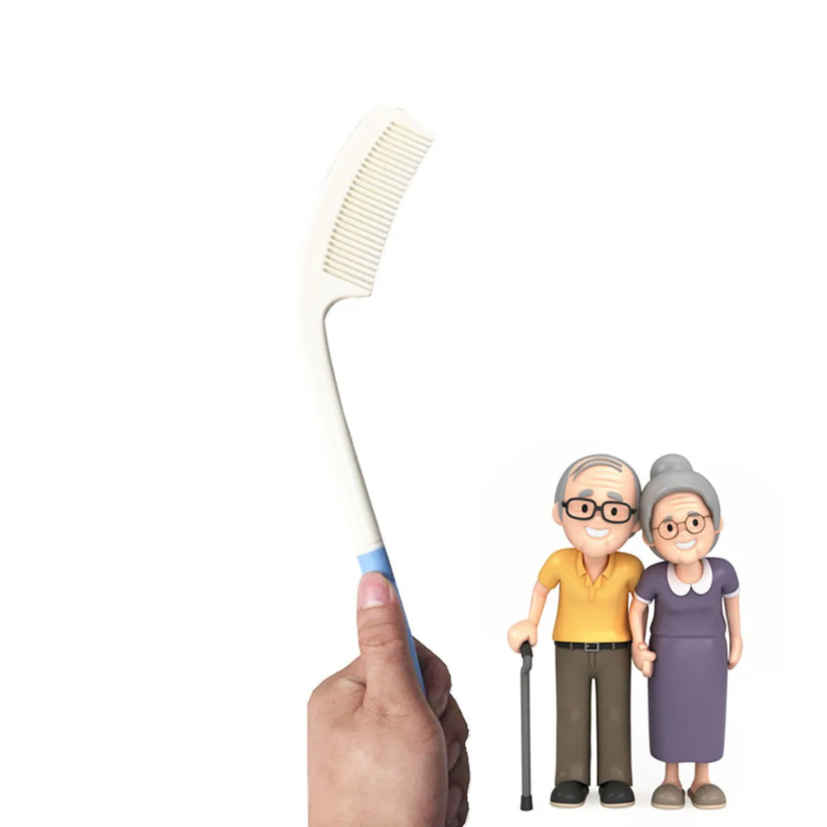 

Plastic Long Handle Comb Ergonomic Curved Comb for The Aged Detangling Tool for Men Women Wet Or Dry Hair Use