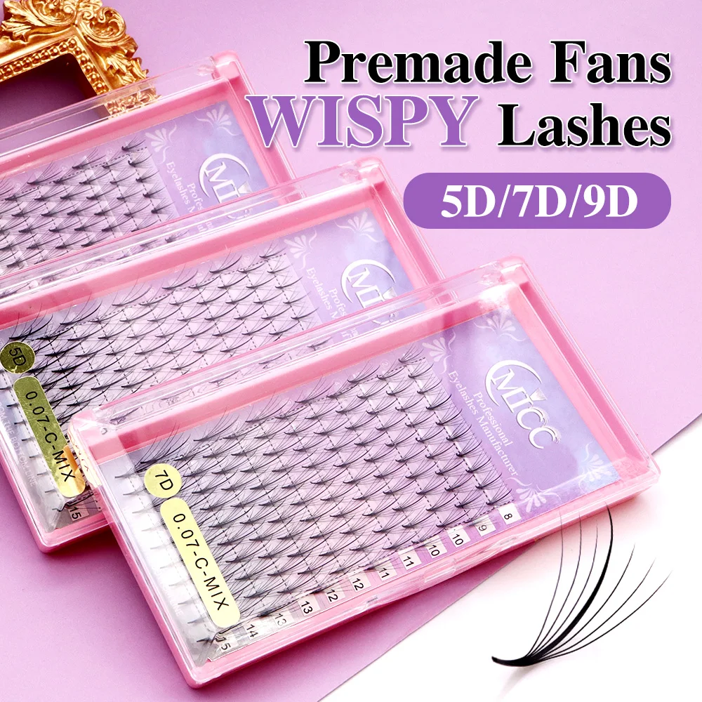 

Cmicc Sharp Stem Wispy Premade Fans Pointy Base 9D/7D/5D Russia Volume Sandwich Eyelash Extension Individual Faux Mink Lashes