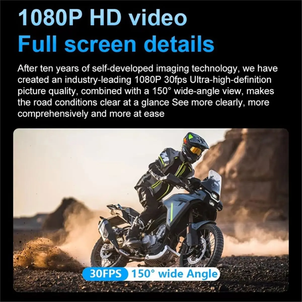 Dual 1080P UHD Wireless Motorcycle DVR Full Body 30FPS Waterproof Moto Dash Wifi GPS Cam Front Rear 150°