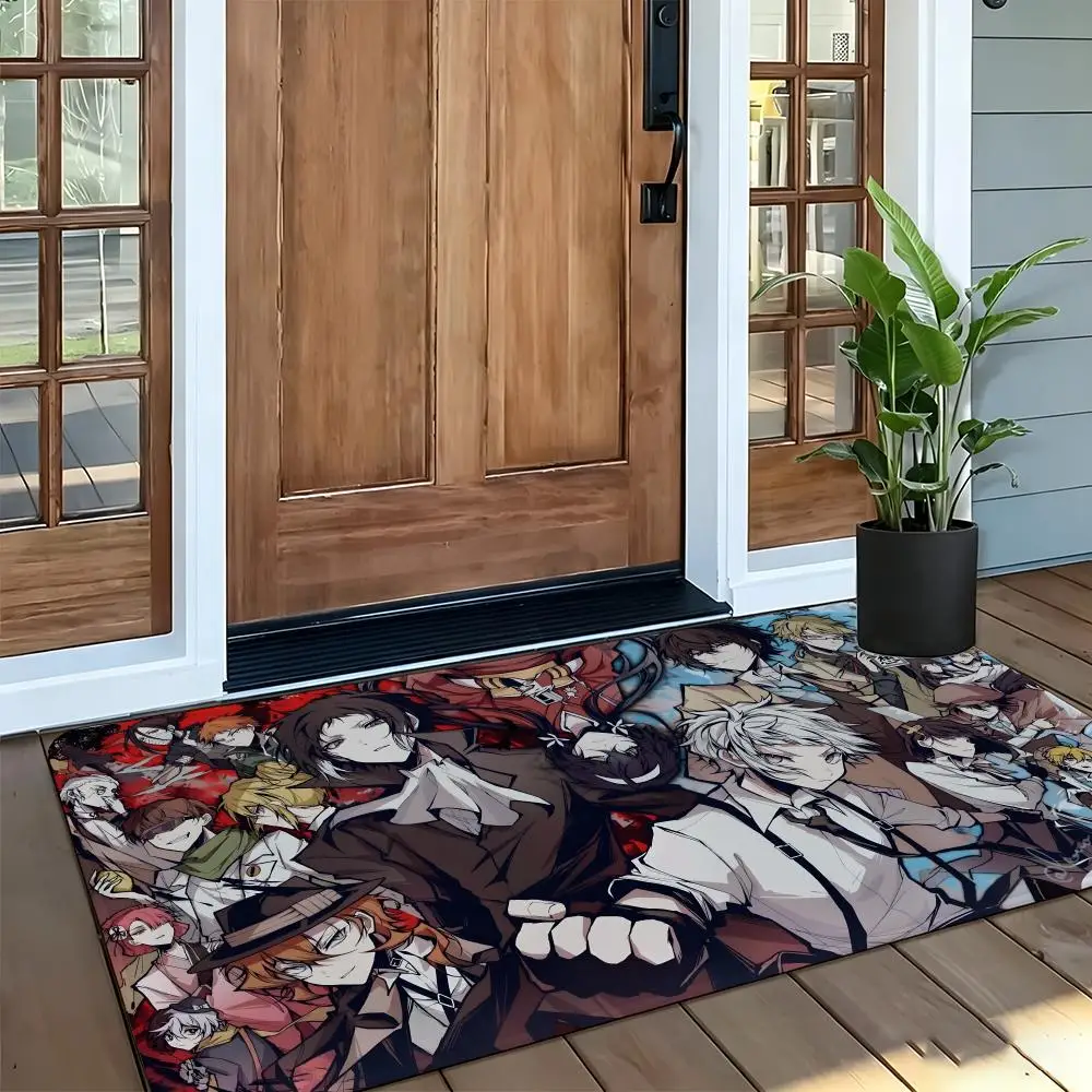 Anime B-Bungo S-Stray D-Dogs Floor Mat Soft Flannel Entrance Door Mat Non Slip Absorbent Bathroom Bedroom Floor Rug