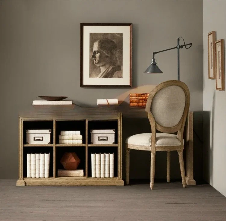American solid wood desk furniture oak retro old with bookshelf study table bedroom children's writing table