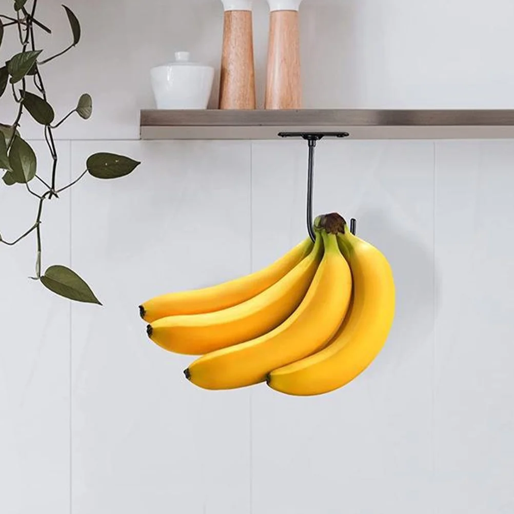 Ceiling Mounted Rotating Banana Hook Black Kitchen Cabinet Under Hanger Fruit Rack Extend Freshness Term Use