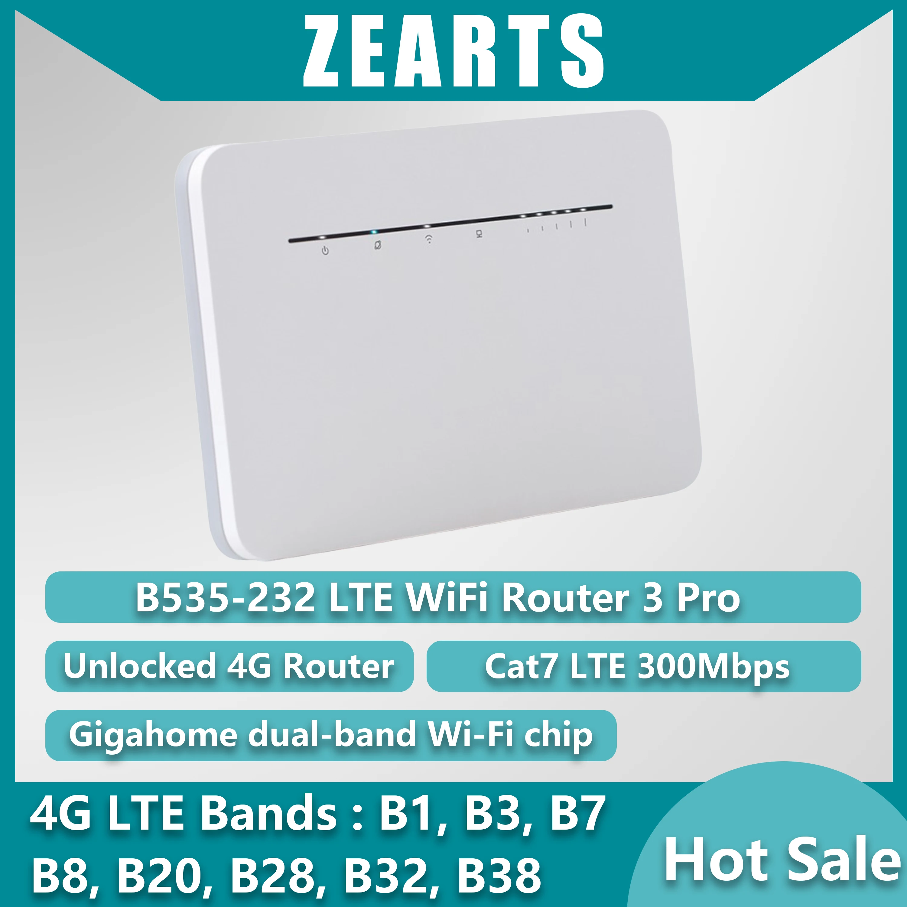 

SIgnallink B535-232 LTE Router | Cat.7, загрузка до 300 МБ/с, загрузка до 100 Мб/с, Wi-Fi (бывшая в употреблении 95% Новинка)