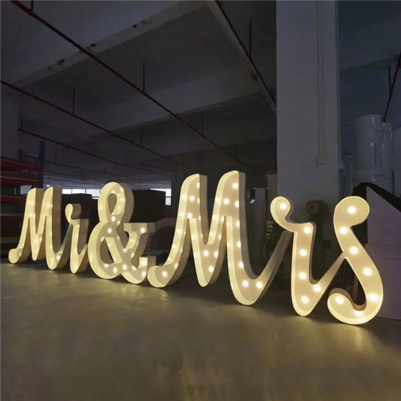 LED Mr & Mrs Marquee Luminous Letters for Family Party Wedding Decorative Lighting Family Name Signs Customizable