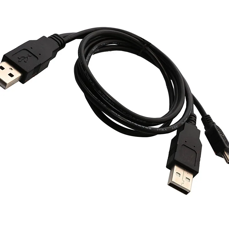 2 в 1 USB 2,0 двойной A Тип 2A штекер к мини 5-контактный штекер Y-образный кабель для 2,5 \