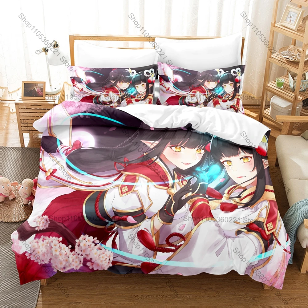 Hinoa Minoto Bedding Set Duvet Cover + 2 Pillowcases Monster Hunter Rise Twin Sisters 2026 Anime Bedroom Decor