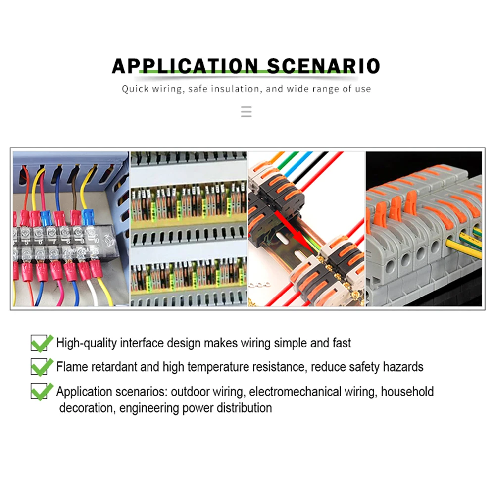 Din Rail Terminal Block 211 With Splicing Conductor mark Wire Connector Instead Of UK2.5 Quick Cable Wiring Connectors Set