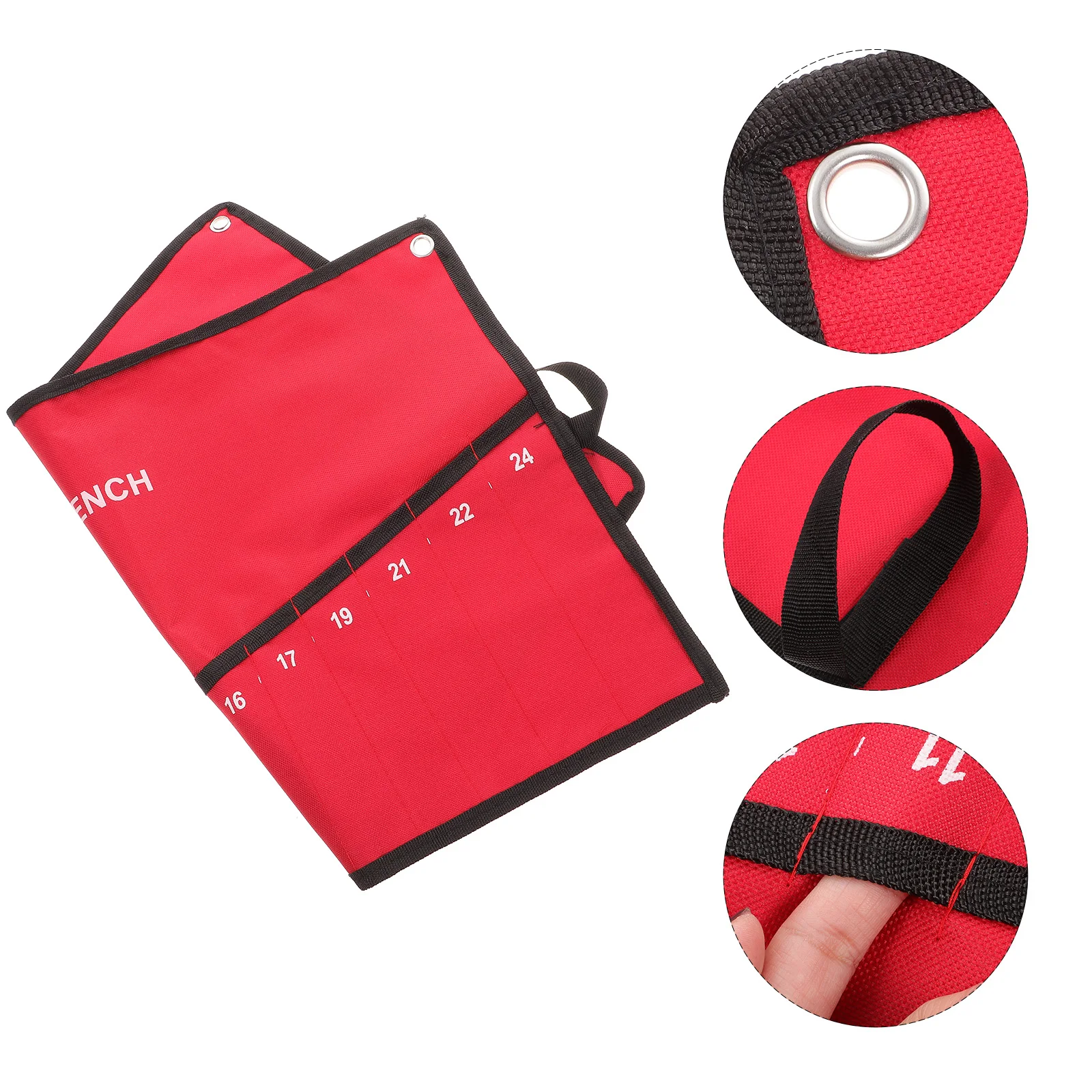 

14 Slots Tool Roll Bag Canvas Electrician Storage Pouch 2.25" Wide 6.5" Deep Heavy Duty Polyester Wrench Organizer Hanging Pouch