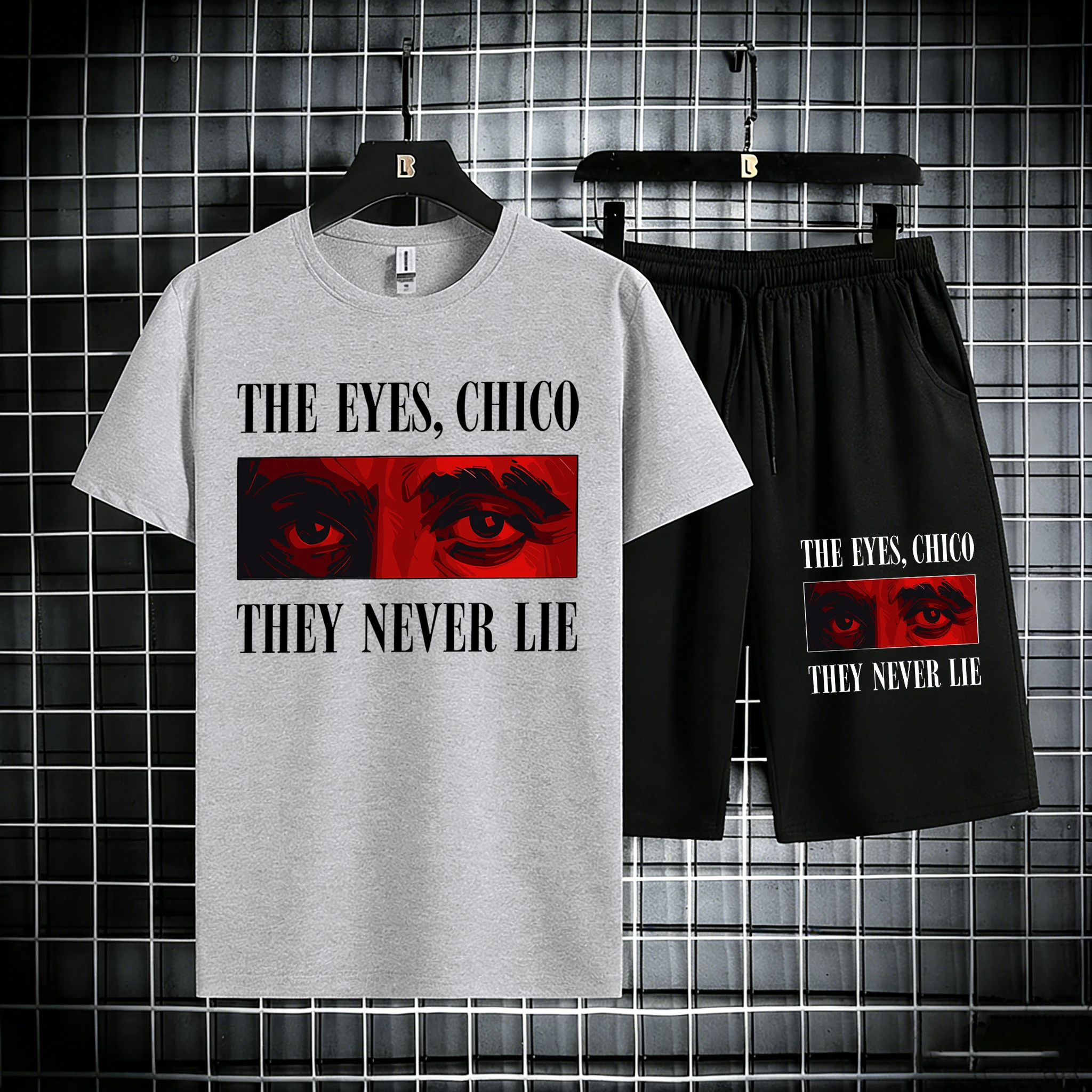 The Eyes Chico They Never Lie Design Male Cotton Summer Basics T Shirt Set Simple Comfy Tees & Shorts Loose Jogging Sportpants