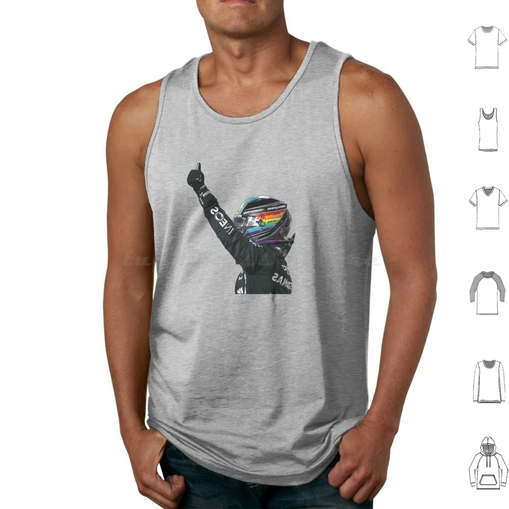 Lewis Rainbow Helmet 2022 Tank Tops Vest Sleeveless Rainbow Helmet Motorsport Racing 2022 Lewis Lewis Ham Lewis Be You Qatar