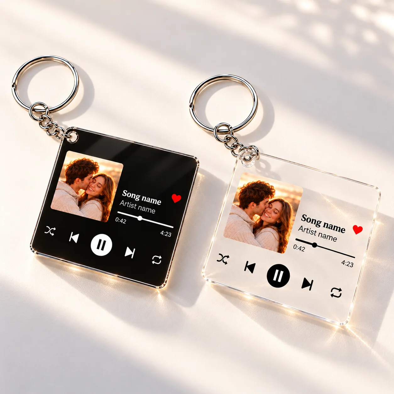 Personalized Music Player Keychain Your Own Photo Acrylic Keyring Custom Song Artist Picture Couple Anniversary Souvenir Gift
