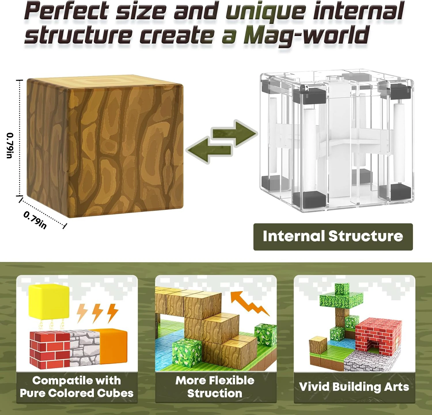 Bloques de construcción magnéticos, juego de juguetes con vástago Montessori, cubos apilables, juego de construcción, regalo de Navidad