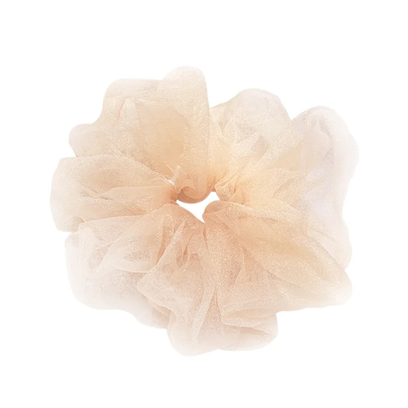 Organza Scrunchies kobiety SolidColor opaska do włosów duża Scrunchie dziewczyna słodka gumka do włosów Scrunchy kucyk Holder akcesoria do włosów — zdjęcie 2