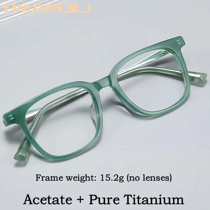 

YIMARUILI High Quality Men and Women Retro Square Glasses Frame Pure Titanium Acetate Ultra-ligh Optical Prescription Eyeglasses