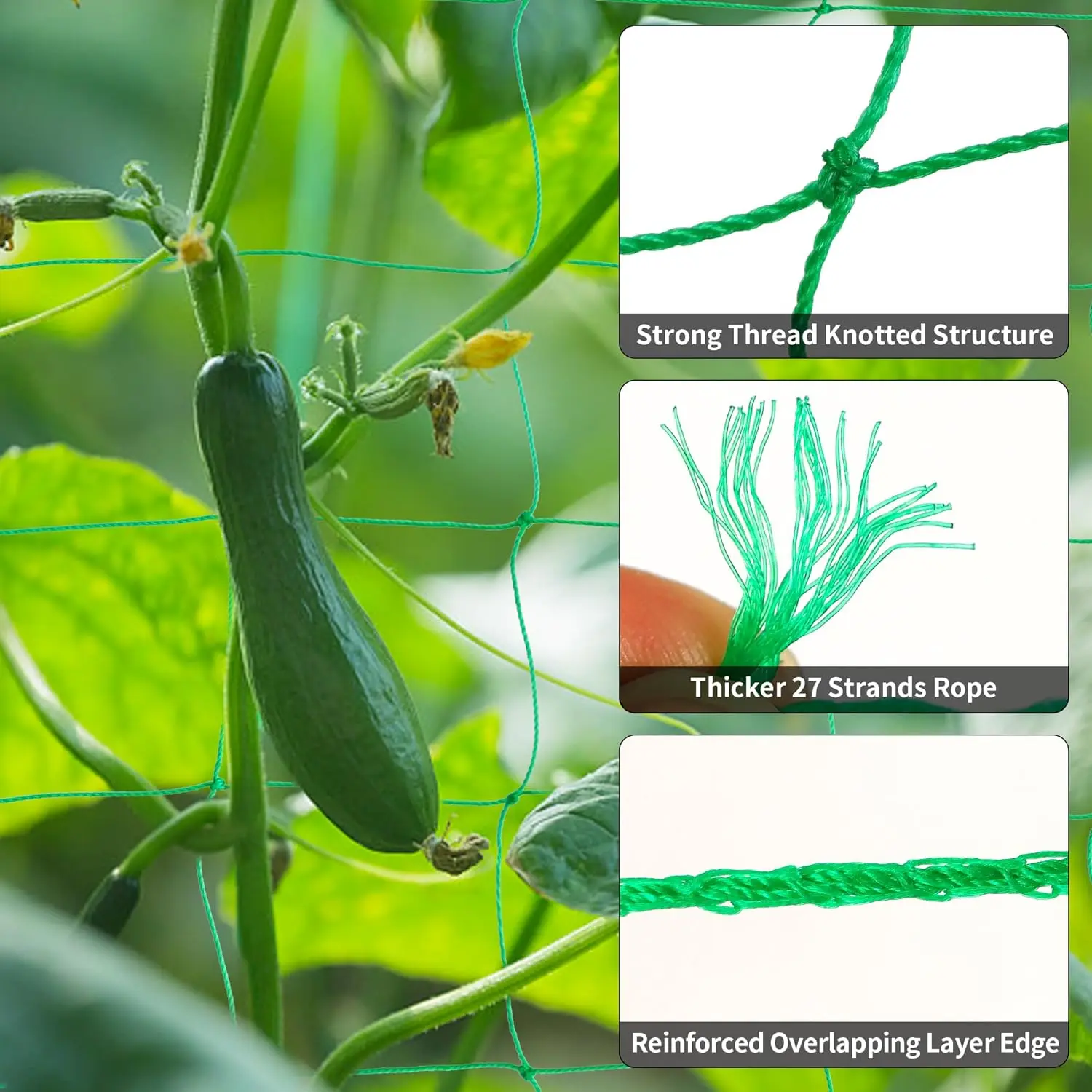 Plant Trellis Netting Garden heavy duty Vine Climbing Netting net for Cucumber Tomato Vegetables fruit Grow Holder Brackets