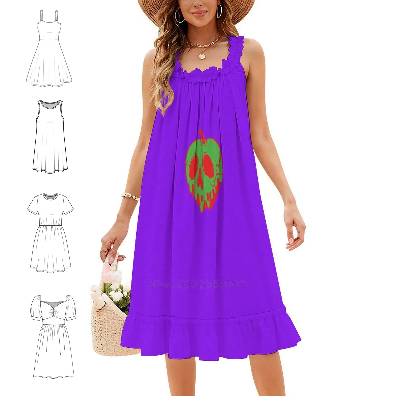 Bohemian Sleeveless Dress Multi-Print Beach Vacation Party Dress Snow White   Evil Queen Womens Dresses