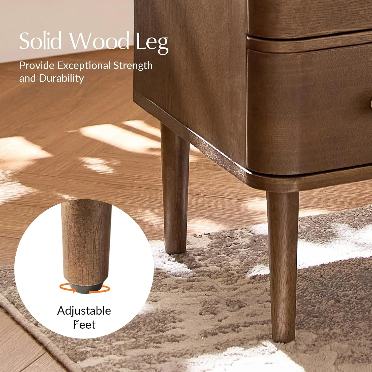3 Drawer End Table with USB Charge Station Set of 2 Walnut, Customized