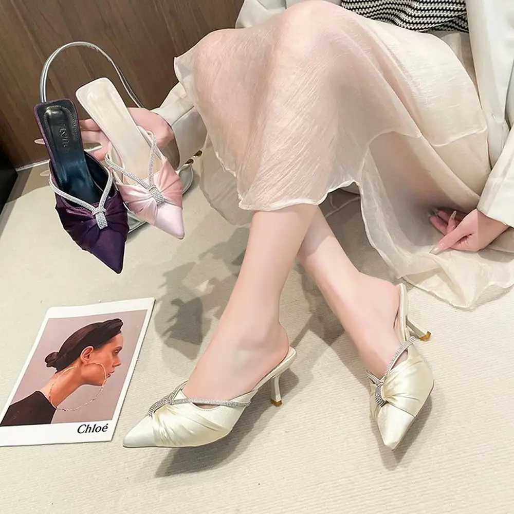 أزياء المرأة في الهواء الطلق شقة بكعب منخفض الانزلاق على الصنادل كسول شبه الانزلاق على أشار تو أحذية أنيقة النساء البغال النعال موجزة #4