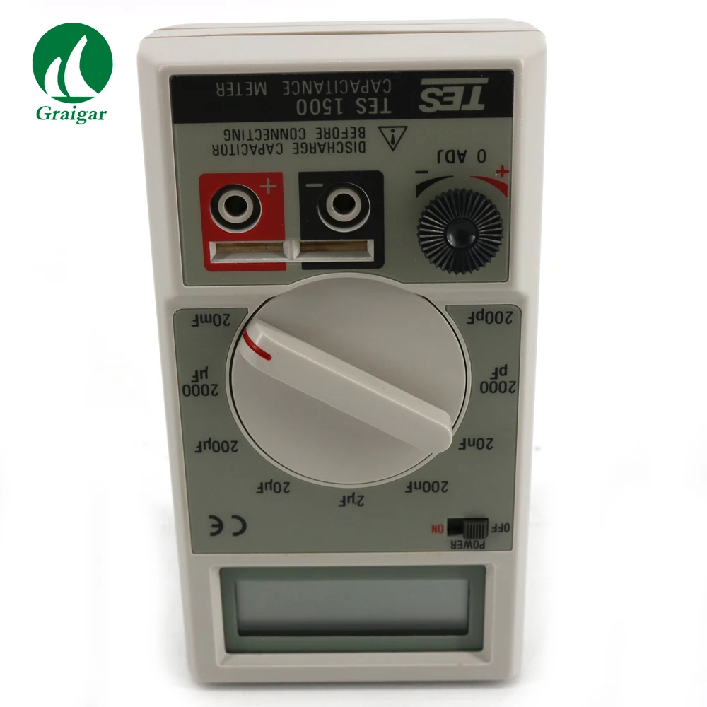 TES-1500 Portable Digital Capacitance Meter 20000UF Capacitance Measuring Tester Overload Protection TES1500