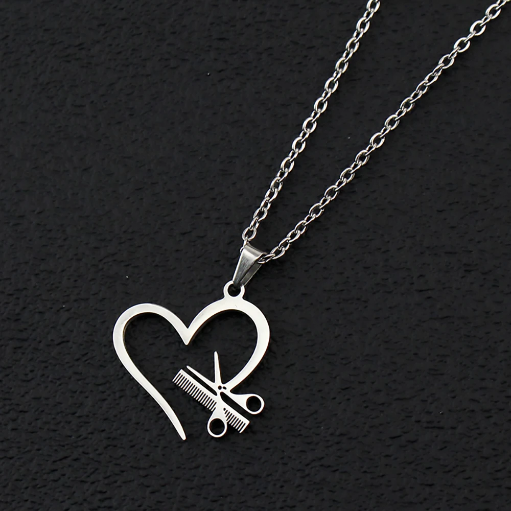 Fashion Hair Stylist Essential Hair Dryer Scissors Comb Decorative Pendant Keychain Hairdressers Necklace Punk Trendy Gifts