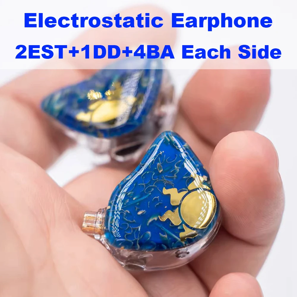 Electrostatic Headphones HiFi Headphones 4BA 1DD 2 EST IEM Earphones Earbuds 2pin 0.78mm Detachable Cable 4.4mm Wired Headsets